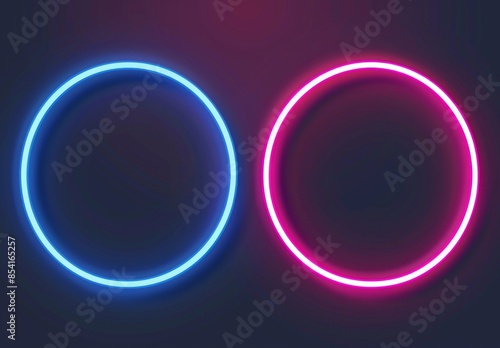 Neon Circle Frames on Dark Background