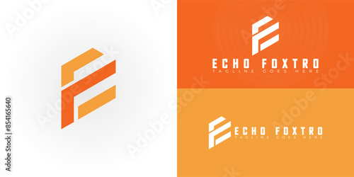 Abstract initial hexagon letters EF or FE logo in orange color isolated on multiple background colors. The logo is suitable for construction company logo vector design illustration inspiration