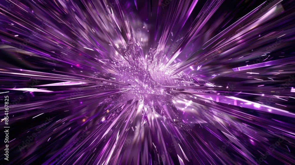 A dynamic explosion of purple and silver lines converging at a central point. A dynamic explosion of purple and silver lines converging at a central point.