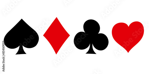 Suit deck of playing cards on white background. Poker and Casino. Vector illustration.