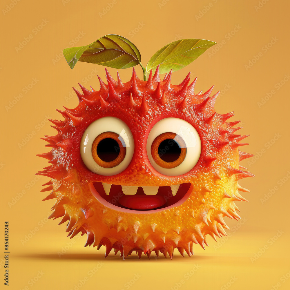 Cute Cartoon Lychee Fruit Character with Big Eyes Cute Cartoon Lychee Fruit Character with Big Eyes