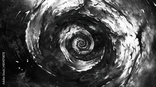 A swirling vortex of black and white.