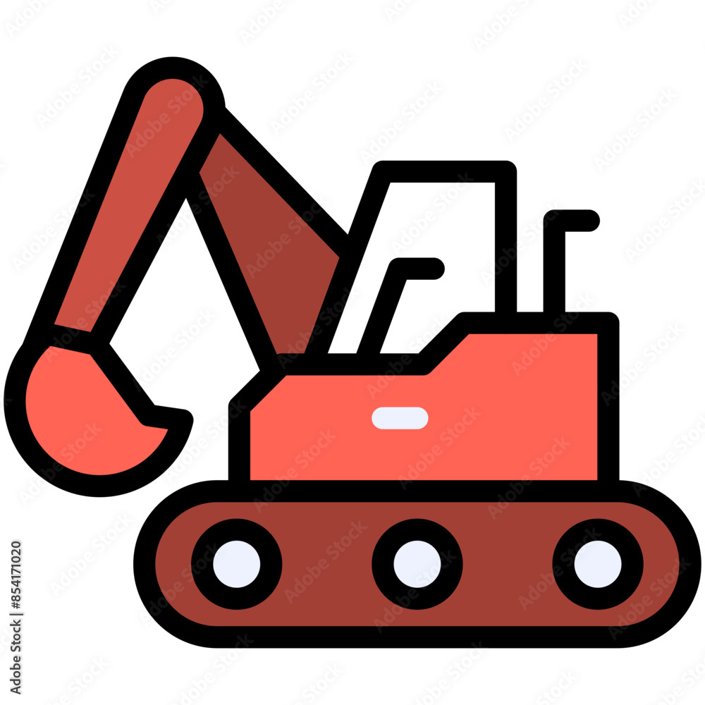 Naklejka premium exavator filled line icon