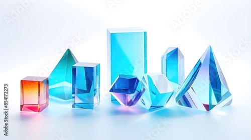 This is a photograph of a variety of glass and crystal objects.