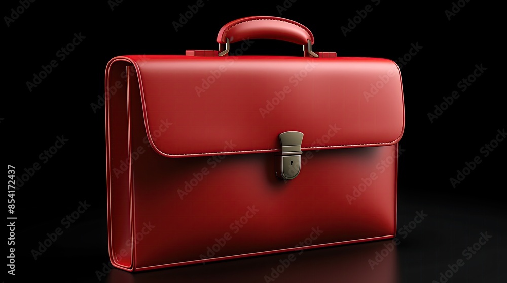 Red leather briefcase isolated on black background. 3D rendering. Red leather briefcase isolated on black background. 3D rendering.