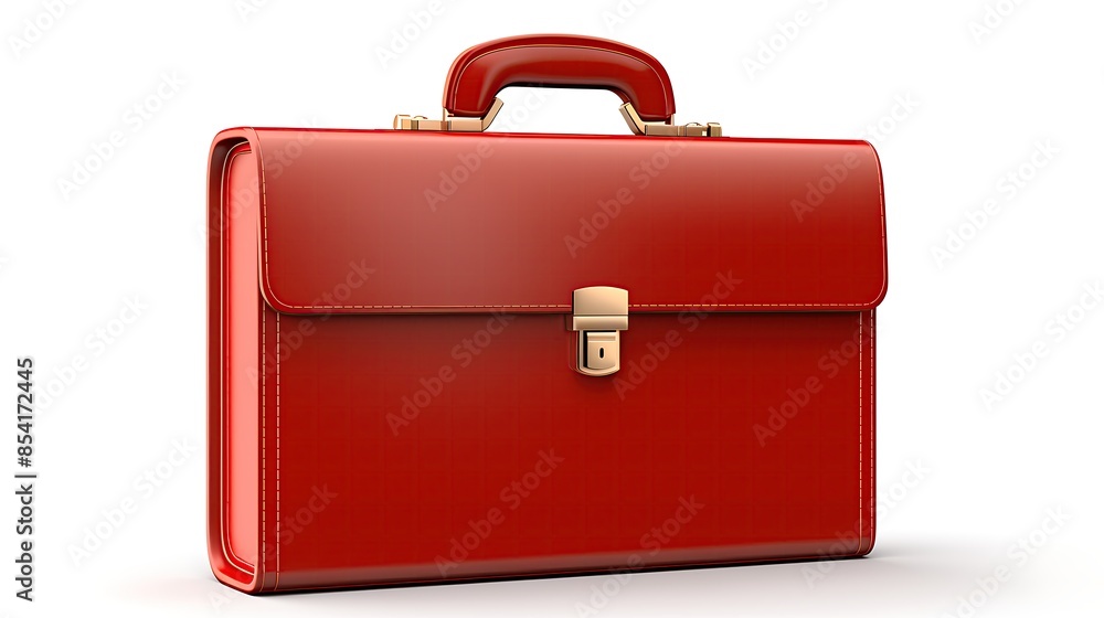 Red leather briefcase isolated on white background. 3D rendering. Red leather briefcase isolated on white background. 3D rendering.