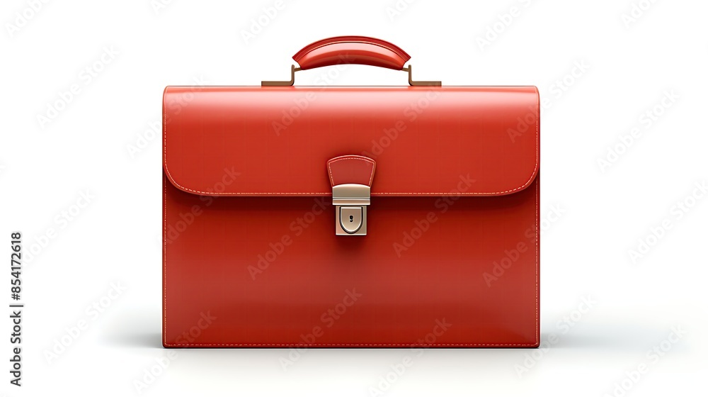 Red leather briefcase isolated on white background. 3D illustration. Red leather briefcase isolated on white background. 3D illustration.