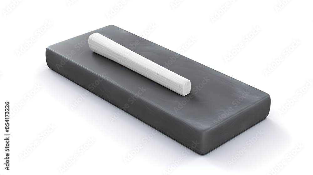 A simple 3D rendering of a gray stone with a white stick on it. The stone is smooth and flat, and the stick is round and has a pointed end. A simple 3D rendering of a gray stone with a white stick on it. The stone is smooth and flat, and the stick is round and has a pointed end.