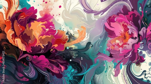 Wallpaper Mural Contemporary floral abstract design Torontodigital.ca