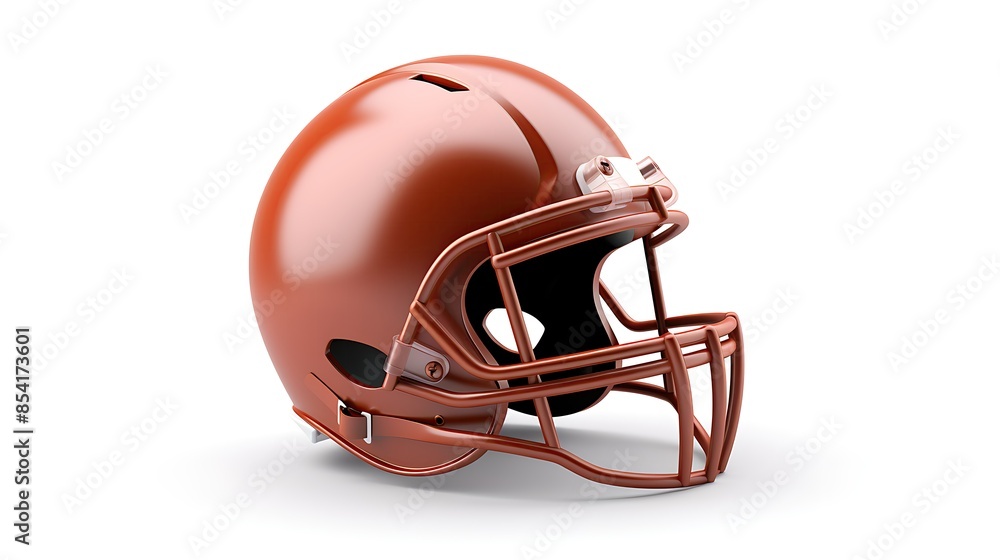 Fototapeta premium 3D rendering of a red American football helmet on a white background.