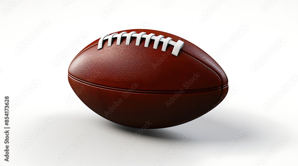 3D rendering of an American football ball on a white background. The ball is brown and has white stitching. 3D rendering of an American football ball on a white background. The ball is brown and has white stitching.