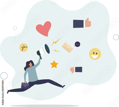 PR, public relation or marketing communication, advertising campaign or social media marketing, flat illustration