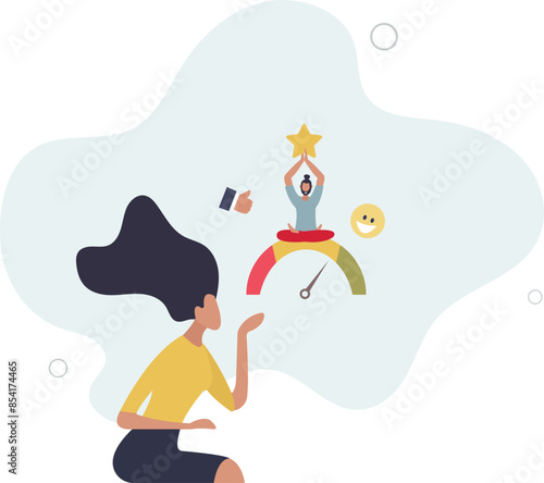 Employee engagement, commitment or motivation to success with company, staff dedication or job satisfaction.flat illustration.