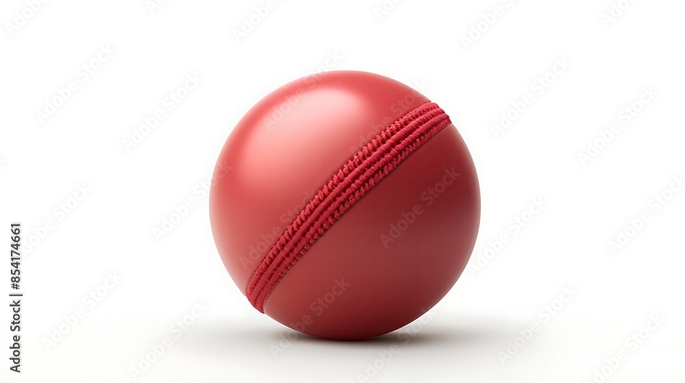 A red cricket ball with a seam. The ball is isolated on a white background. A red cricket ball with a seam. The ball is isolated on a white background.