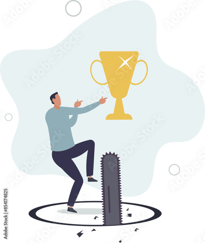 Success trap, problem with career or betrayal in business deal concept.flat illustration.