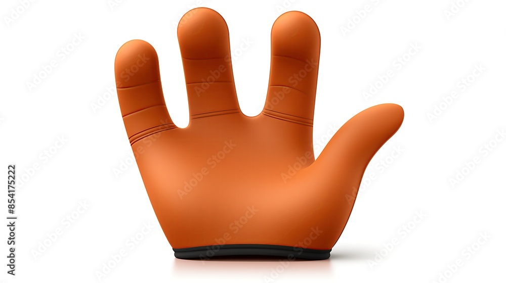 Obraz premium 3D rendering of an orange cartoon hand. The hand is facing the viewer with the palm open and the fingers spread out.