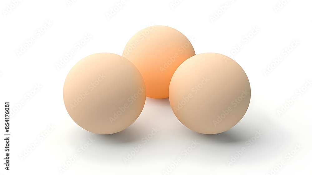 Three soft, round spheres sit on a white surface. The spheres are close together, but not touching. They are lit from above by a soft light. Three soft, round spheres sit on a white surface. The spheres are close together, but not touching. They are lit from above by a soft light.