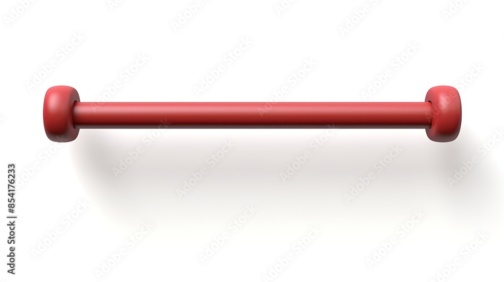 A simple 3D rendering of a red, cartoon-like barbell on a white background. A simple 3D rendering of a red, cartoon-like barbell on a white background.