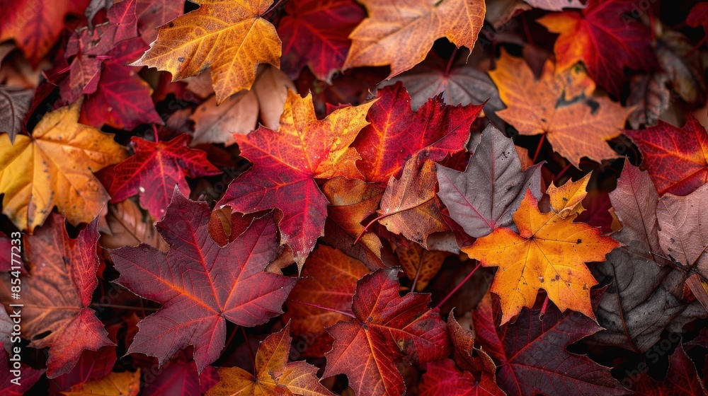 Vibrant Red And Orange Autumn Leaves On The Ground Vibrant Red And Orange Autumn Leaves On The Ground