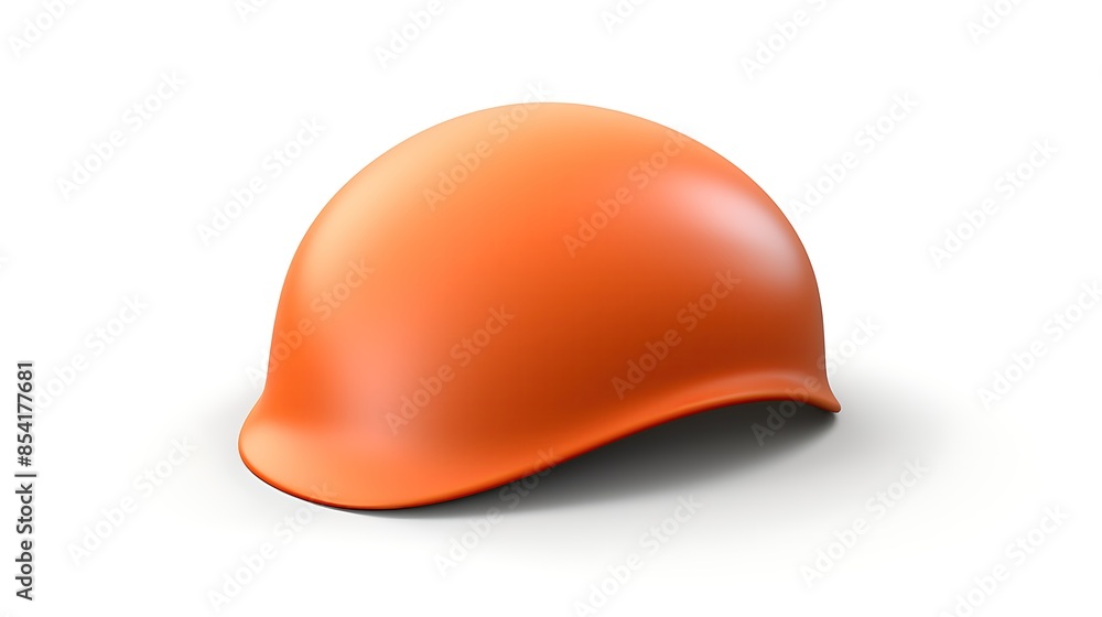 Fototapeta premium Orange hard hat isolated on white background. Construction safety equipment. 3D rendering.
