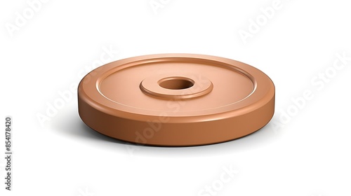 3D rendering of a bronze weightlifting plate isolated on a white background.