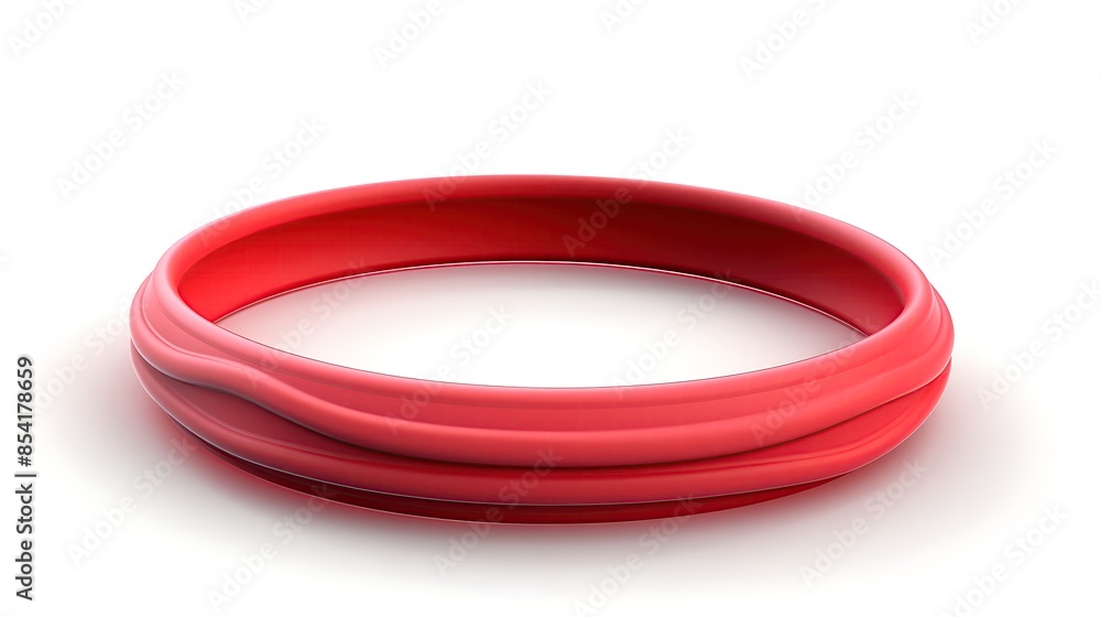 Naklejka premium Red glossy torus on a white background. 3D illustration.