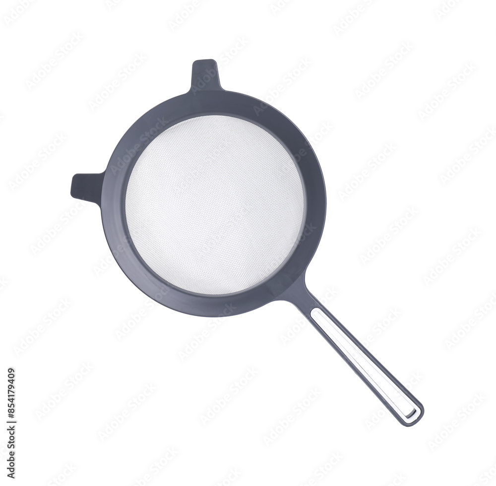One metal sieve isolated on white. Kitchen utensil One metal sieve isolated on white. Kitchen utensil