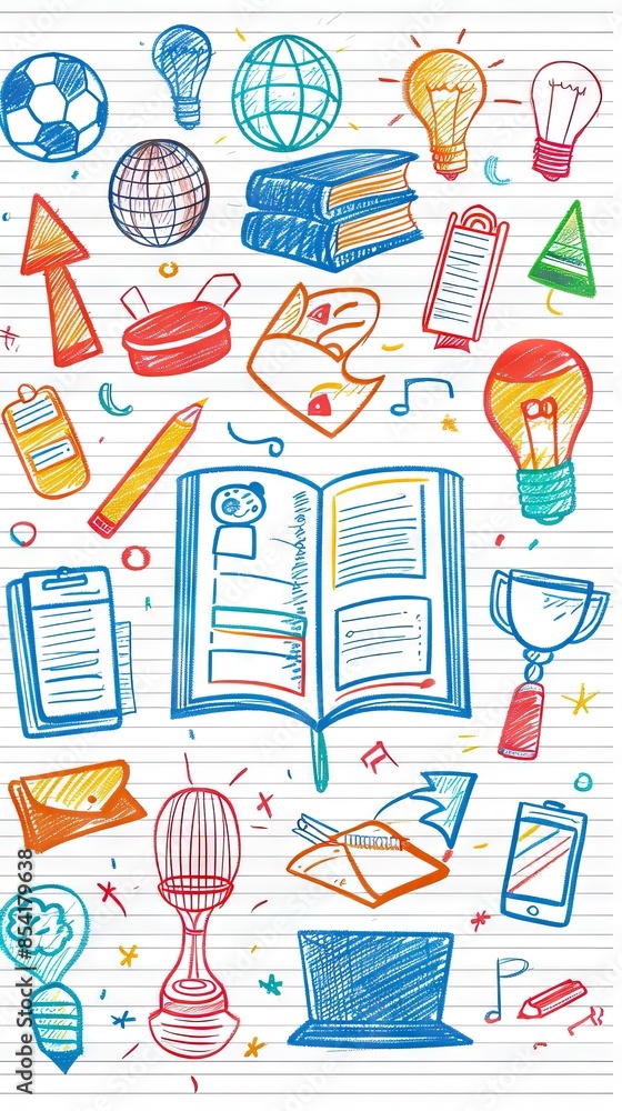 bright school seamless pattern with colorful elements. AI generated illustration bright school seamless pattern with colorful elements. AI generated illustration