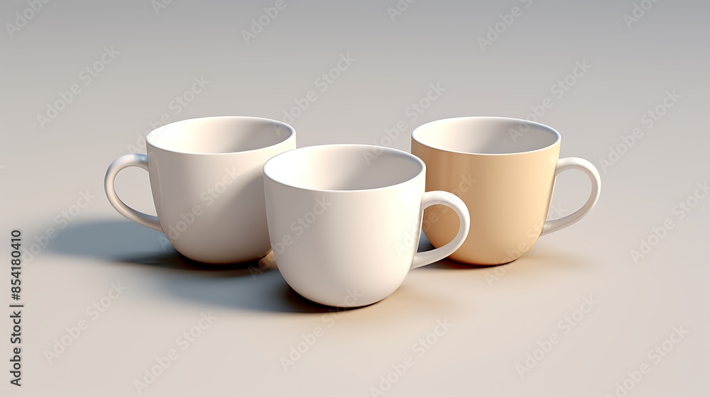 Three elegant cups in a simple studio setting. These high-quality ceramic cups are perfect for enjoying your favorite hot beverage. Three elegant cups in a simple studio setting. These high-quality ceramic cups are perfect for enjoying your favorite hot beverage.