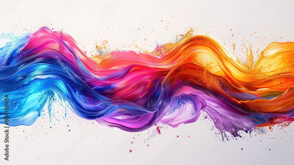 Abstract Colorful Liquid Waves on White Background Abstract Colorful Liquid Waves on White Background
