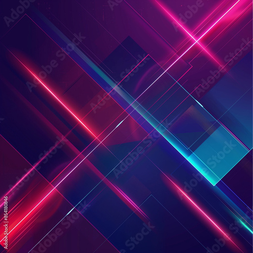 Simple geometric neon lights glowing background