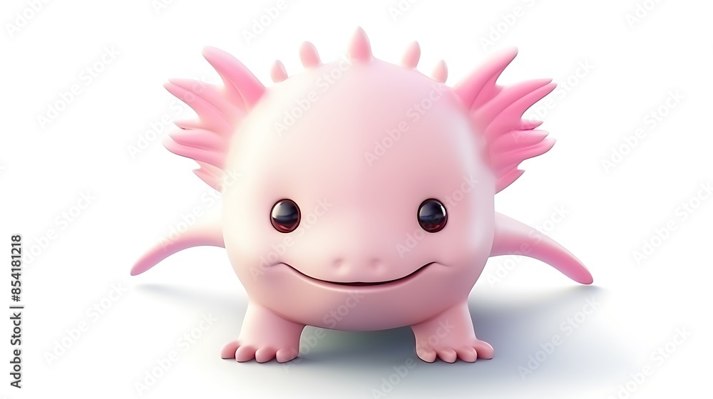 Cute and friendly axolotl, a salamander with a permanent smile on its face. It has feathery gills and a long, slender body. Cute and friendly axolotl, a salamander with a permanent smile on its face. It has feathery gills and a long, slender body.