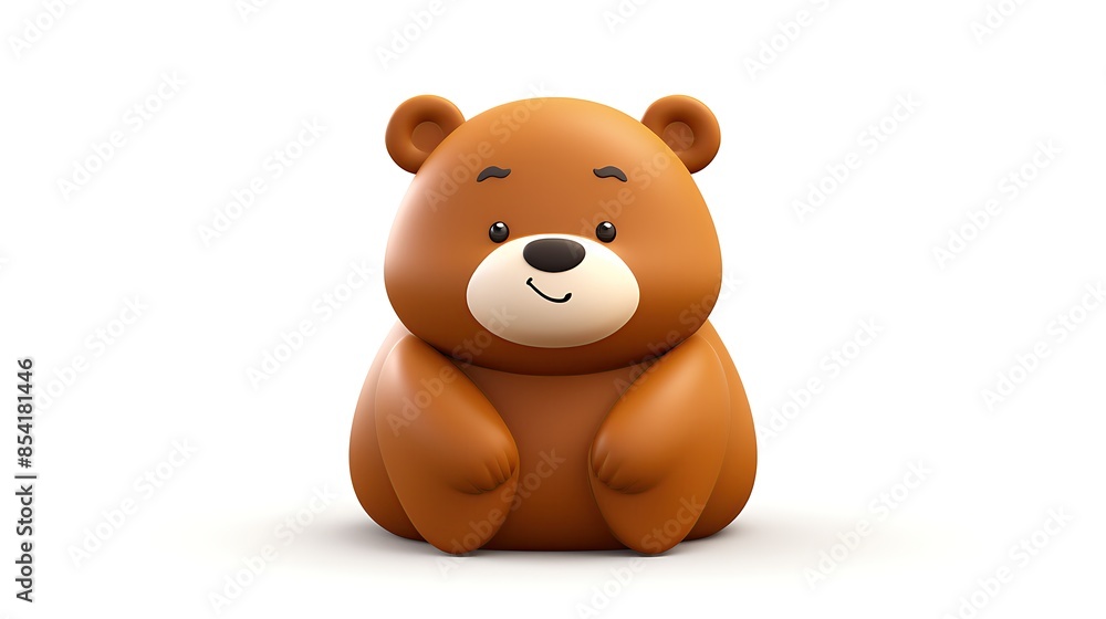 3D rendering of a cute and friendly cartoon bear. The bear is sitting on a white background and has a happy expression on its face. 3D rendering of a cute and friendly cartoon bear. The bear is sitting on a white background and has a happy expression on its face.