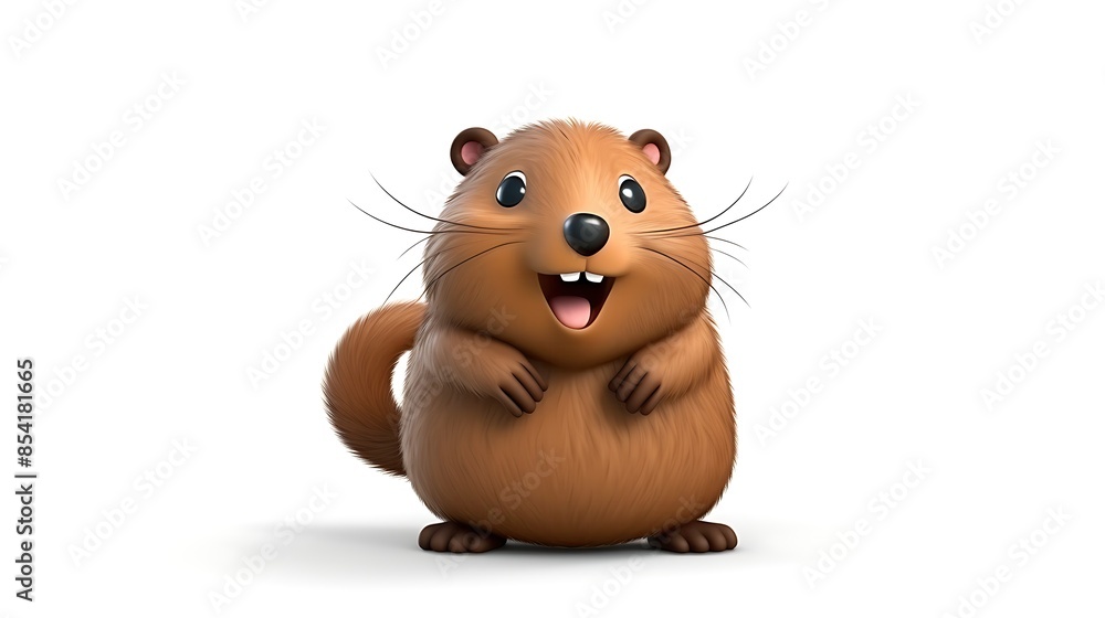 This is a 3D rendering of a cute and cuddly groundhog. It has brown fur, a white belly, and a long tail. This is a 3D rendering of a cute and cuddly groundhog. It has brown fur, a white belly, and a long tail.