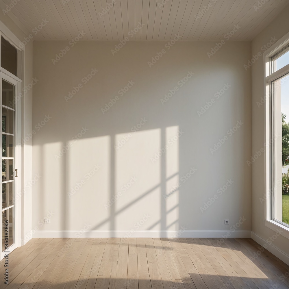 Fototapeta premium Soothing Coastal Vibes Blank Canvas in Sunlit Beach House Interior