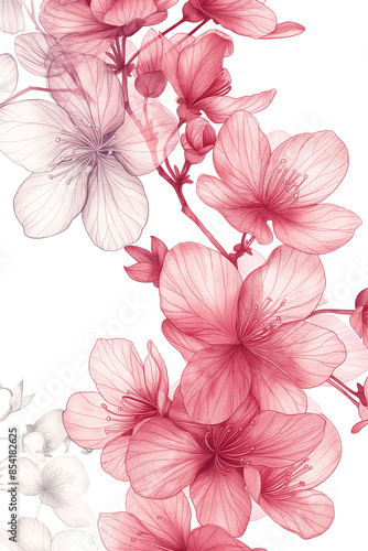 pencil color, Sakura petals isolated on white background