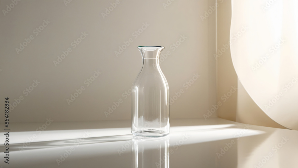 empty glass bottle on table white background empty glass bottle on table white background