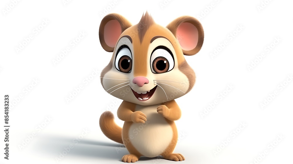 Cute cartoon squirrel standing on its hind legs with a happy expression on its face. The squirrel has brown fur, a white belly, and a bushy tail. Cute cartoon squirrel standing on its hind legs with a happy expression on its face. The squirrel has brown fur, a white belly, and a bushy tail.