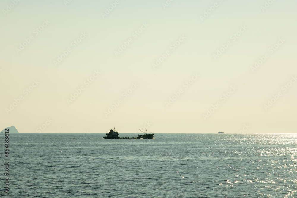 A transport ship sailing on sea A transport ship sailing on sea