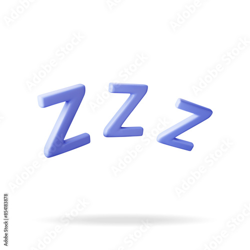 3d ZZZ sign emoji isolated on white. Render zzz sleep symbol. Realistic vector illustration
