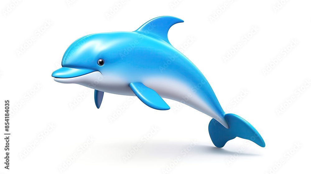 Cute and friendly blue dolphin isolated on white background. 3D rendering. Cute and friendly blue dolphin isolated on white background. 3D rendering.