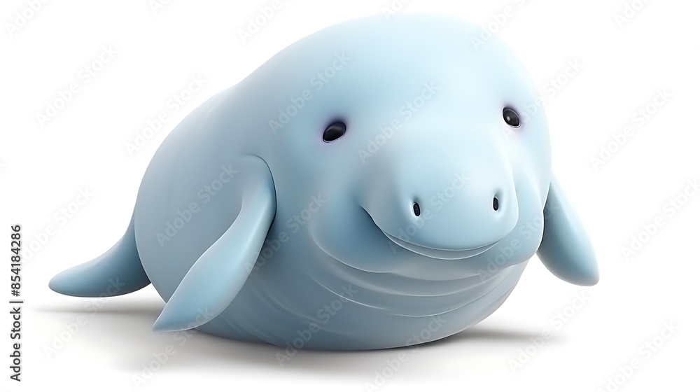 Cute cartoon illustration of a manatee. The manatee is smiling and looks happy. It has big, round eyes and a friendly expression. Cute cartoon illustration of a manatee. The manatee is smiling and looks happy. It has big, round eyes and a friendly expression.