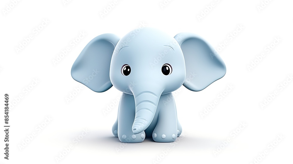 This is a cute and cuddly 3D rendering of a blue elephant. It is sitting on a white background and looking at the camera with its big, round eyes. This is a cute and cuddly 3D rendering of a blue elephant. It is sitting on a white background and looking at the camera with its big, round eyes.