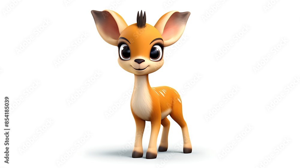 Cute cartoon deer with big eyes and a friendly smile. Perfect for children's book illustrations, animations, and games. Cute cartoon deer with big eyes and a friendly smile. Perfect for children's book illustrations, animations, and games.