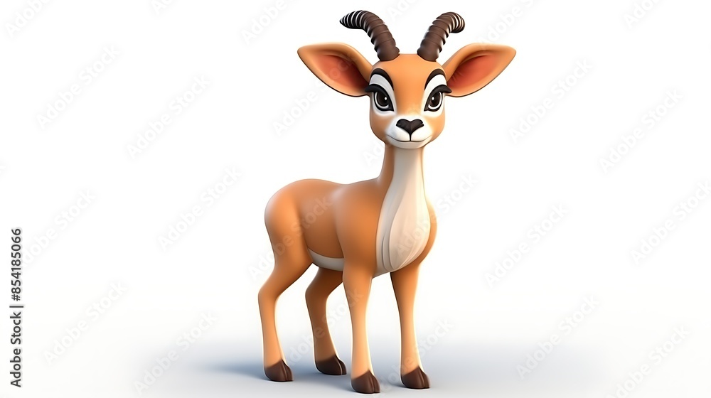 Cute cartoon gazelle with big eyes and a friendly smile. Perfect for children's books, games, and animations. Cute cartoon gazelle with big eyes and a friendly smile. Perfect for children's books, games, and animations.