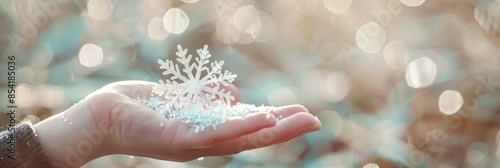 Winter Wonder: Child's Delight in Sparkling Snowflake Generative AI