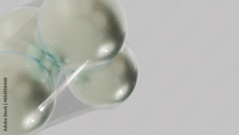 Fototapeta premium Soft Glowing Spheres Cluster with Gentle Reflections