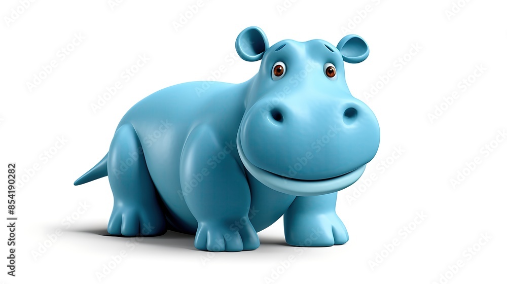 Cute blue hippo cartoon character. 3D rendering. Cute blue hippo cartoon character. 3D rendering.