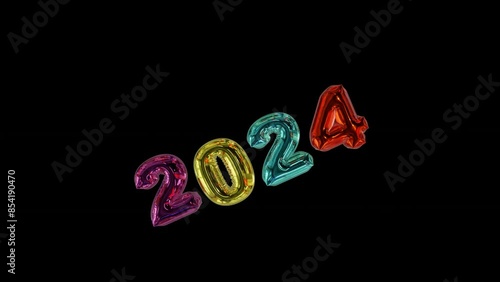 3D Particle Happy New Year - Gold Numbers Countdown-Celebration-2024-2023-Balloons,Inflates Text photo