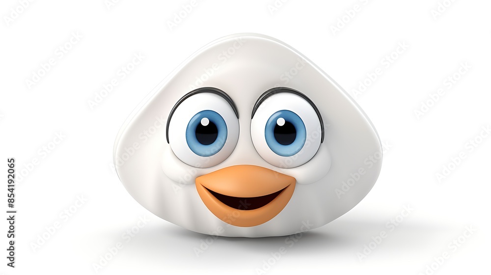 3D rendering of a cute and friendly cartoon clam smiling happily. The clam has big blue eyes and a bright orange beak. 3D rendering of a cute and friendly cartoon clam smiling happily. The clam has big blue eyes and a bright orange beak.